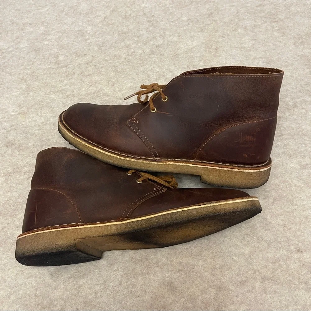 Clarks Originals Desert Brown Beeswax Leather Lace Up Chukka Boot Mens Size 9.5
